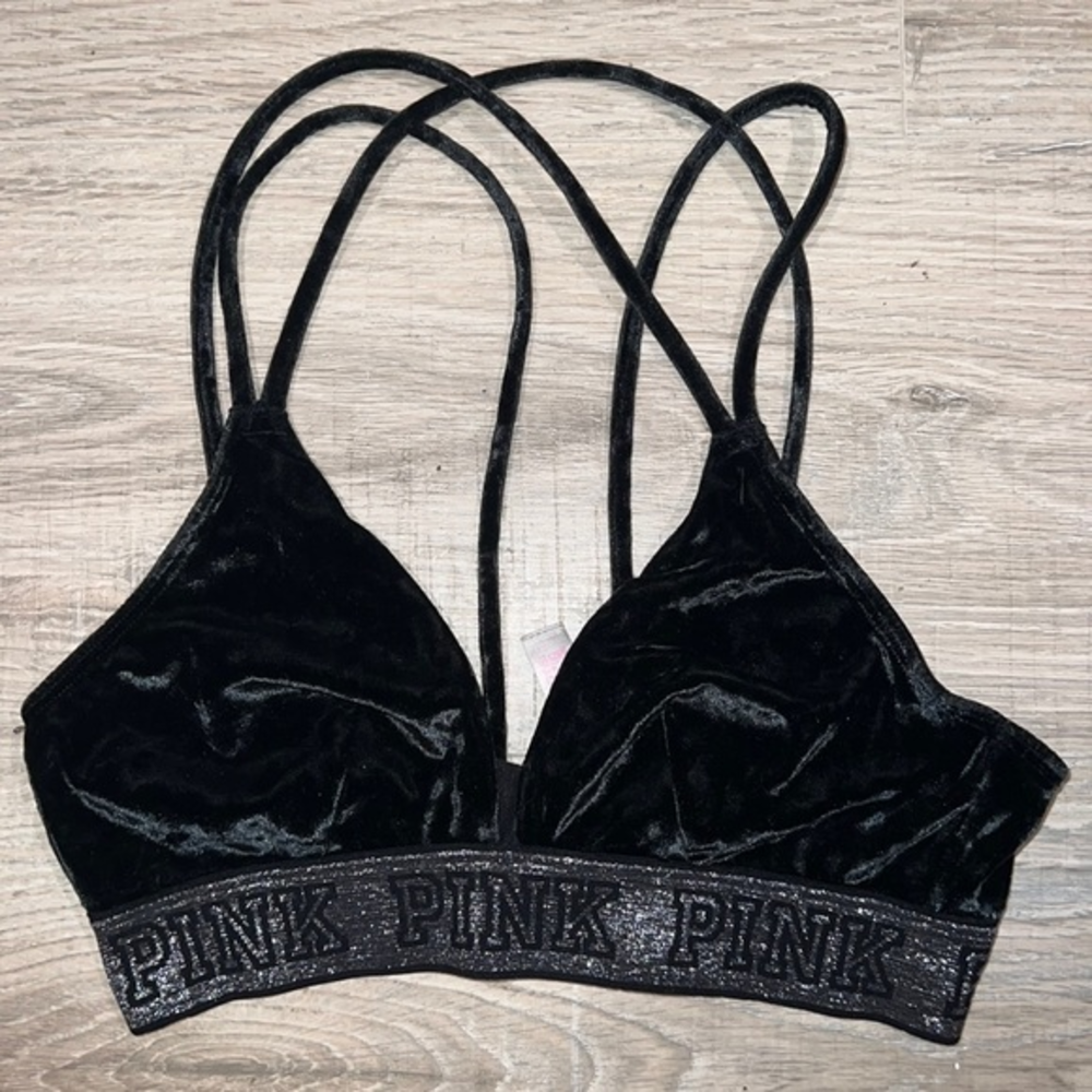 Victoria’s Secret black velvet strappy Bralette
